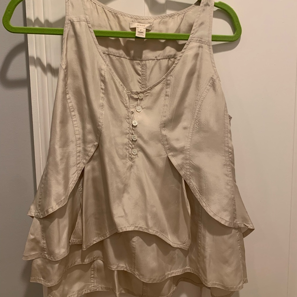j crew women’s cream silk tank top